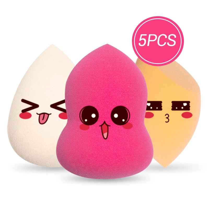 

5Pcs Makeup Sponge Professional Cosmetic Puff Set For Foundation Concealer Cream Make Up Blender Soft Water Sponge Wholesale