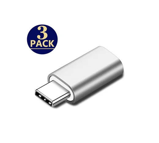 Комплект из 3 предметов, для 8-контактный освещения USB C Тип-C Зарядное устройство Кабельный адаптер для подключения зарядного устройства для samsung S9 huawei P20 Pro Коврики 20 10 Lite - Цвет: Серебристый