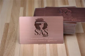 

Cutout metal name card rose gold brushed etched texts customized business card free shipment