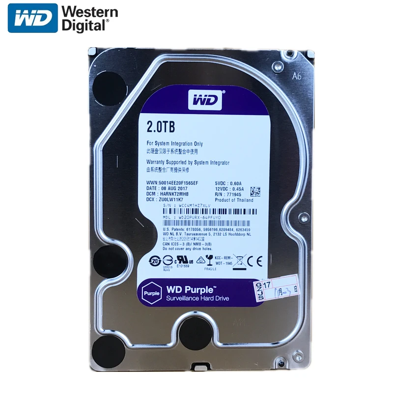 WD наблюдения HDD 3 5 дюймов жёсткие диски SATA 1/2/3/4 ТБ|Видеорегистратор для