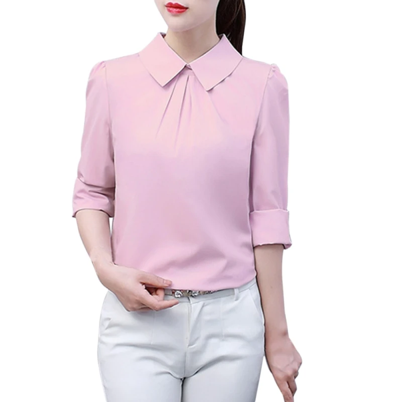 

Summer Top Shirts Fungus Collar Cross Long Sleeve Shirt Female White Office Blouse Lady Blusas Femininas