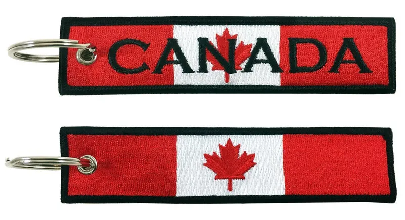 EM-1248 Canada Flag Key Chain, 100% Embroidered1
