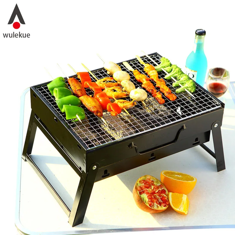 

Wulekue 1Set Steel Outdoor Folding Barbecue Rack Wire Meshes Portable Household Charcoal Grills For Camping Campfire BBQ Tools