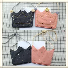 Милые дети сумка для монетного кошелька Хлопок Дети пайетки Корона Малый нулевой кошелек сумка Kawaii для маленьких девочек Сумка Изменение денег 6 шт