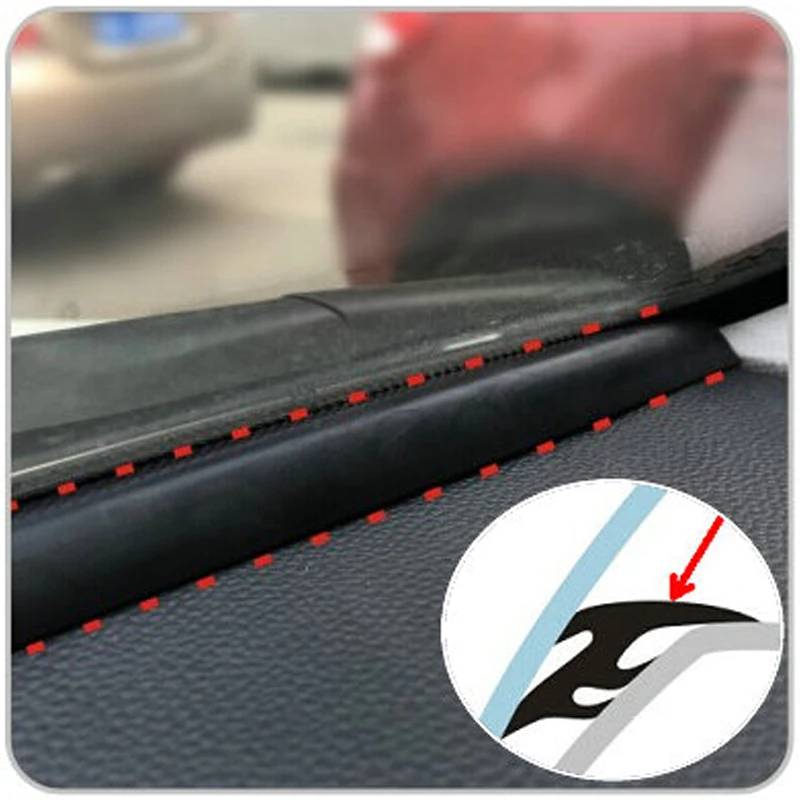 1pcs 1.6m Car Dashboard Edge Sealing Filling Strip Soundproof T-Shape Windshield