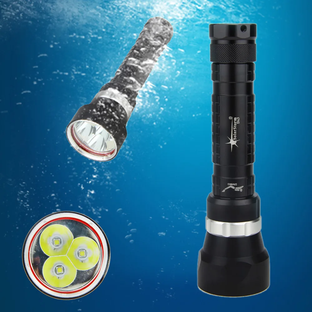 

Snorkeling Underwater 100M 1500 Lm 3X L2 LED Diving Flashlight Waterproof Brightness Torch Lantern+6800mAh Battery+Dual Charger