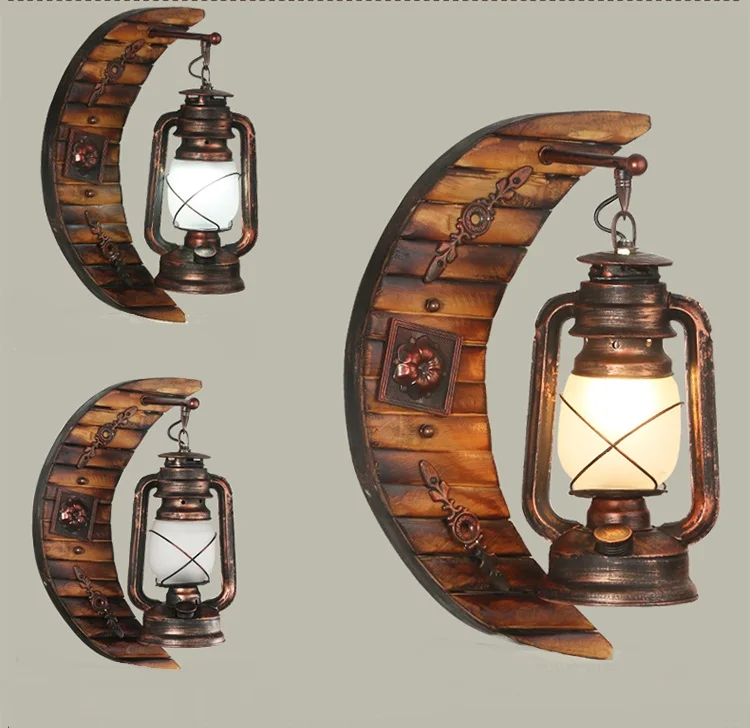 American country living room lights wall lights style antique vintage lantern wall lamps personality bedroom bedside lamp