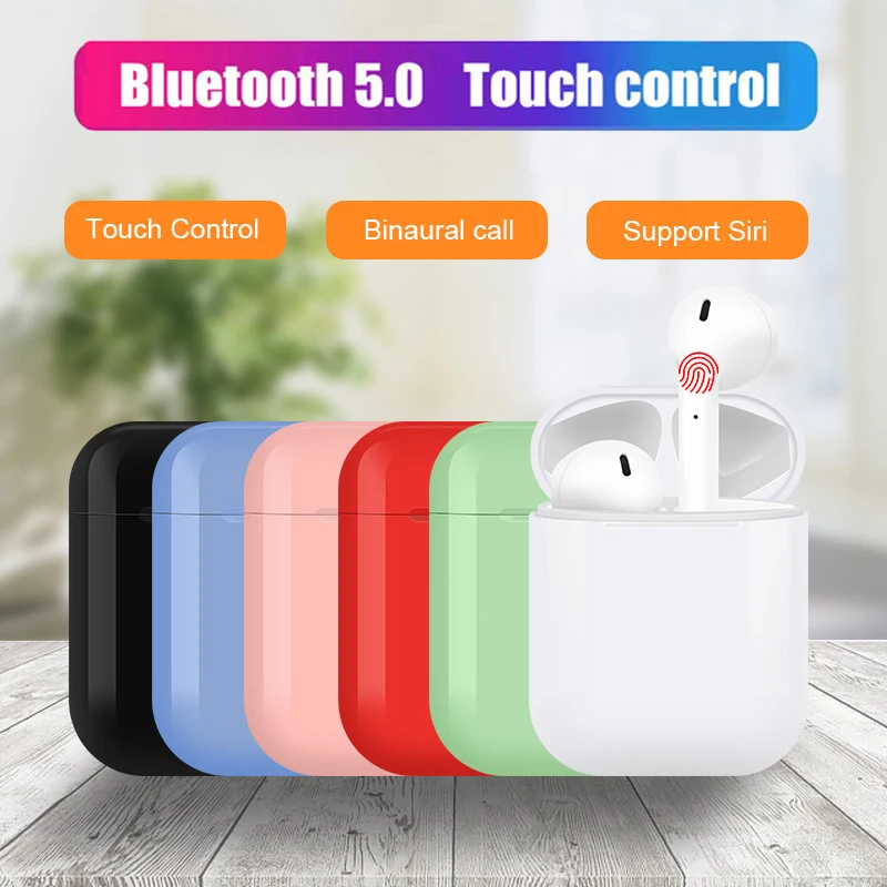 

i10-Touch TWS Wireless Bluetooth 5.0 Earphones Touch Control Mini Portable Binaural Earbuds with Charger Box for iOS & Android