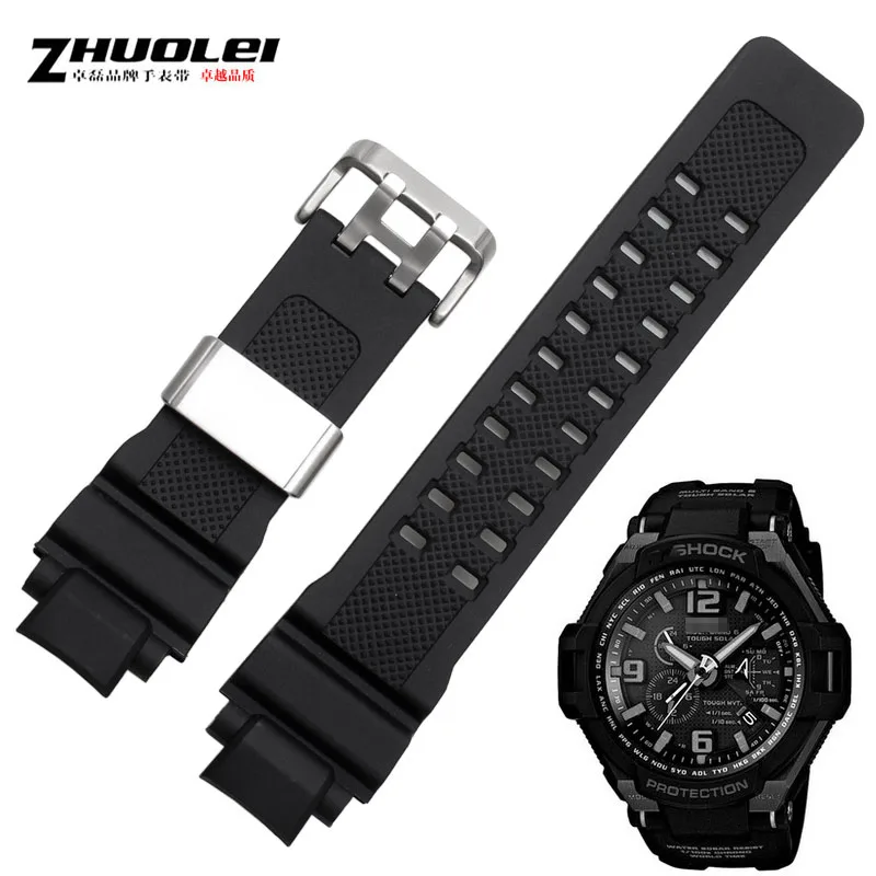 

Replacement strap silicone rubber strap adapt for GW-A1100 G-1400 GW-4000 GA-1000 men's watch band 16mm lug size