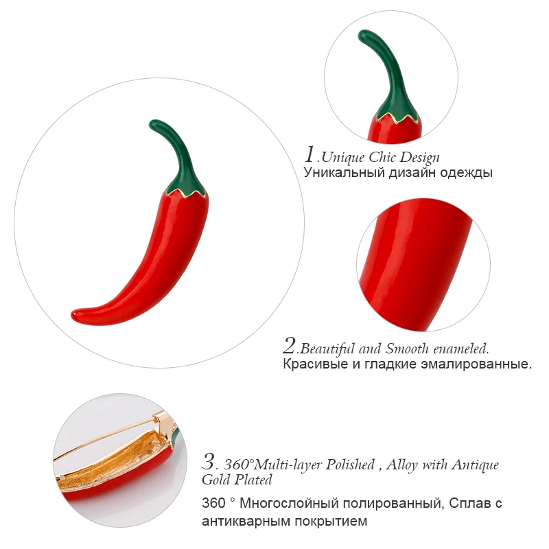 ALLYES красный чили Броши Перчик для женщин одежда аксессуары Мода растительная форма металлическая брошь с эмалью ювелирные изделия