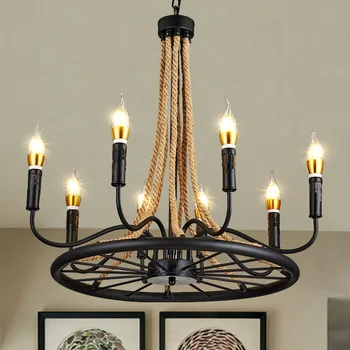 

Vintage Hemp Rope Pendant Light AC90-260V E27 Loft Creative Personality Industrial for Restaurant Coffee Bar hanging light