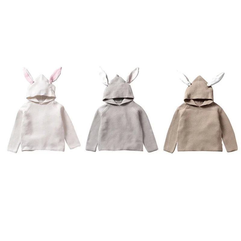 017 осенние свитера для новорожденных мальчиков хлопковый свитер с 3D кроликом детский вязаный свитер для девочек От 1 до 5 лет мальчиков и девочек