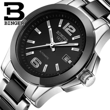 Switzerland luxury brand BINGER Mechanical Wristwatches Ceramic women’s watches lovers style100M Water Resistance BG-0358-4