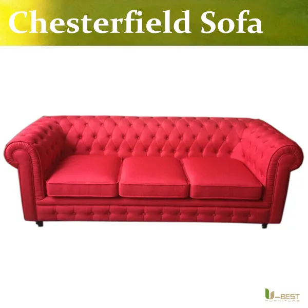 U BEST Classic New Chesterfield Sofa Real Genuine Leather Red 3 seater Interior Design clud sofa