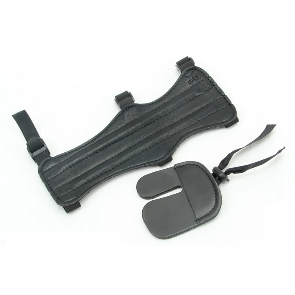 

Archery Shooting Protector Gear Set Leather Arm Bracer Hand Finger Guard Glove 2pcs Hunting Accessory Protector