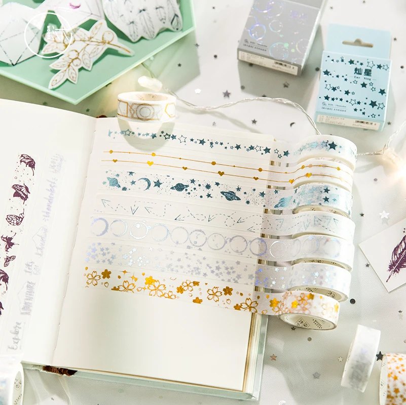 

Gilding Young Star Moon Washi Tape Set Adhesive Tape Diy Scrapbooking Sticker Label Masking Tape
