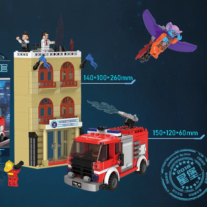 

XingBao 02102 City Series The Fire Truck Attack Set Model Building Blocks Bricks For Kids As Christmas Gifts Kids Toys