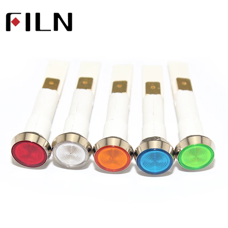

10mm hole plastic amber green blue led signal lamp 220v with terminal pins