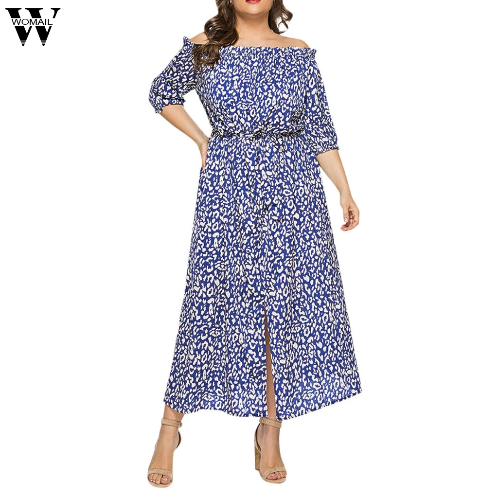 

Womail Dress Fashion NEW Fashion Women Plus Size Leopard Print Off Shoulder Half Sleeve Bandage Dresses dropship Apr29