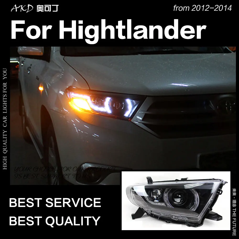 AKD автомобильный Стайлинг для фары Toyota Highlander 2012 Highlander светодиодный DRL Hid головной фонарь Angel Eye Bi Xenon аксессуары