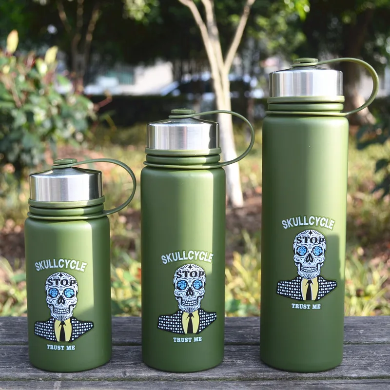 

Creative 304 Stainless Steel Water Bottle for Men Outdoor Sports Leak Proof Water Bottle Punk Skull Bottle Halloween Gift