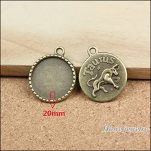 10 piezas antiguo bronce vintage Tauro Zodiaco señal marco redondo ajuste DIY encanto pulsera de moda accesorios de joyería A054