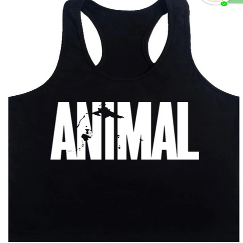 

2017 New Men Vest Straight Clothing Tank Top Men Bodybuilding Male ANIMAL Printing Fitness Sleeveless Workout Clothes Golds