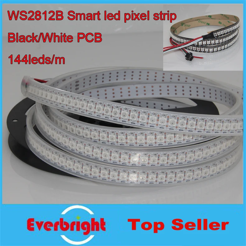 1 м 144 Pixel/M SMD 5050 RGB WS2812B WS2812 2812 LED Piexel полоса Белый/Черный PCB цифровой свет