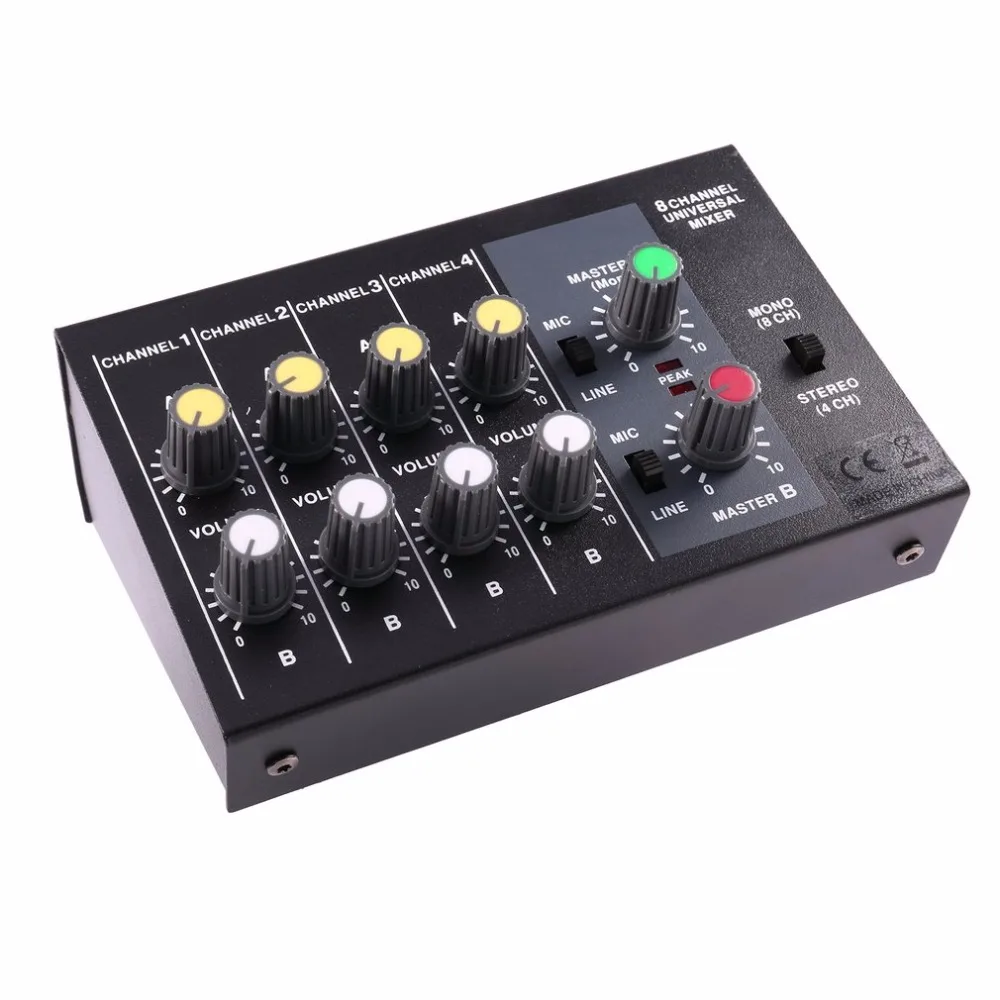 8 Channel Digital Mixing Console Karaoke Universal Mixer Console Mono/Stereo Microphone Mixer Console Adjusting Panel