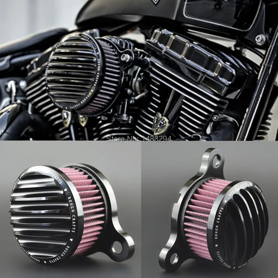 

Black Aluminum Alloy Custom Rough Crafts Air Cleaner Intake Filter for HD Sportster 883 04-14 XL 1200#