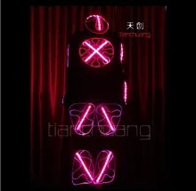 TC-87 Men Full color robot costumes LED colorful light RGB suit party wear ballroom dancing luminous clothes Programming design