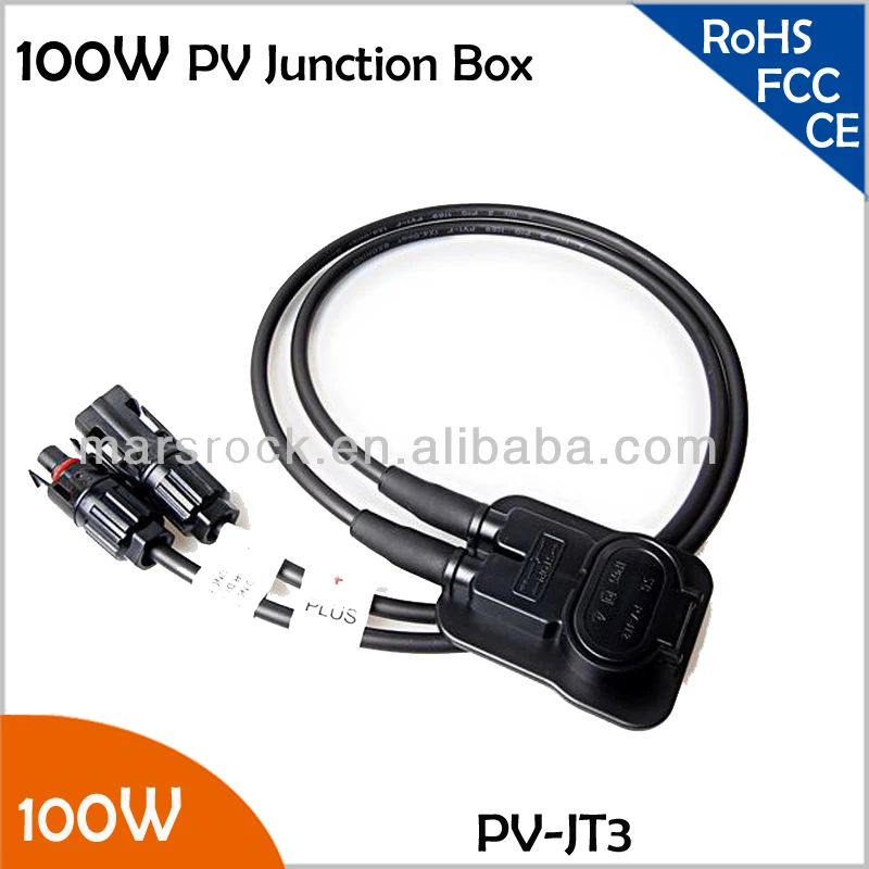 

5pcs/Lot 100W PV Junction Box, IP65 Waterproof Solar Junction Box, Junction Box for Amorphous Solar Panel,1 Diode, MC4 Connector