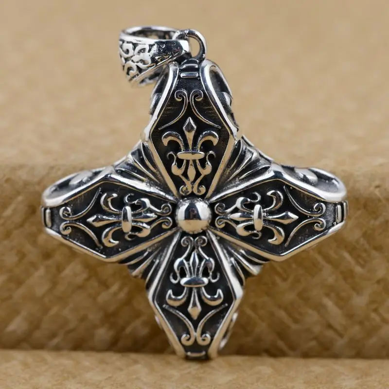 

S925 Sterling Silver Pendant antique crafts cross lovers of other personality styles