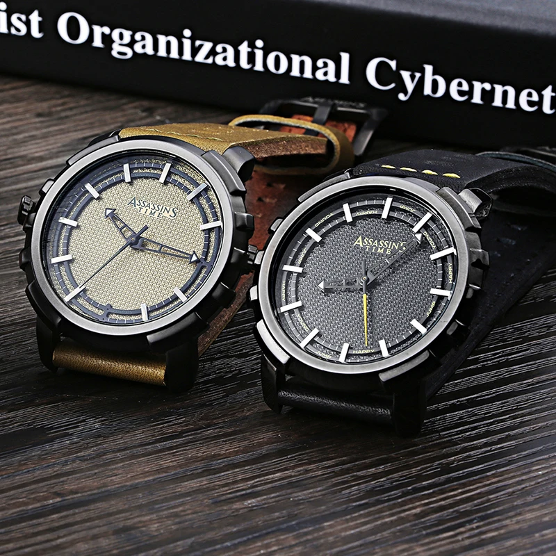 

Assissan's Time Brand Relogio Masculino Genuine Leather Quartz Men Watch 2018 Large Dial Military Sport Watches Male Wristwatch