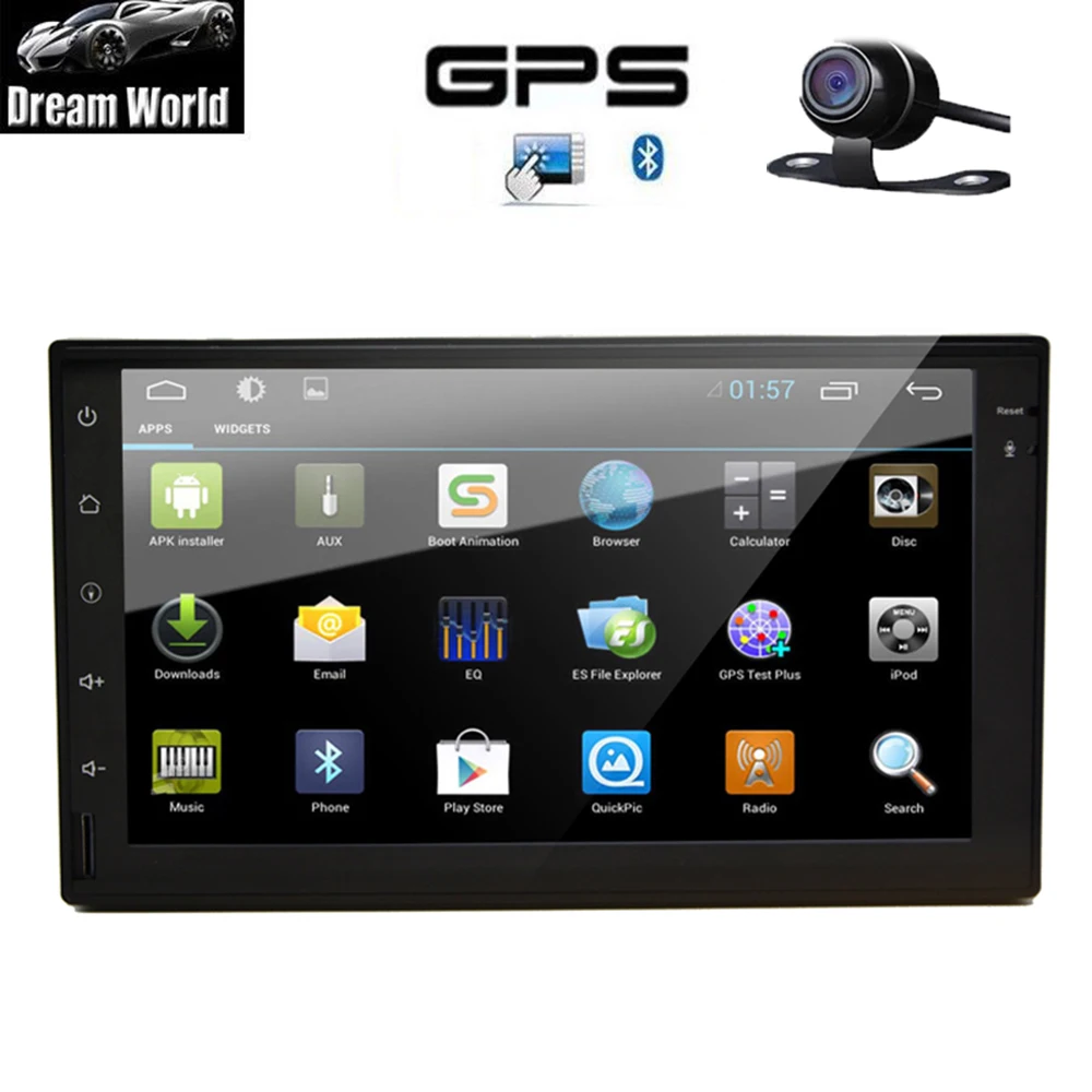 Perfect 1080P No-DVD System GPS Stereo WiFi Android 5.1 Car Radio FM OBD2 Navigation PC Video Camera Touchscreen USB 4-CORE 14