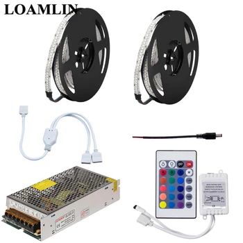 

5m 10m 2835SMD 234Leds/m RGB Led Strip Light With 24Keys IR RGB Led Controller DC12V Power Supply Kit