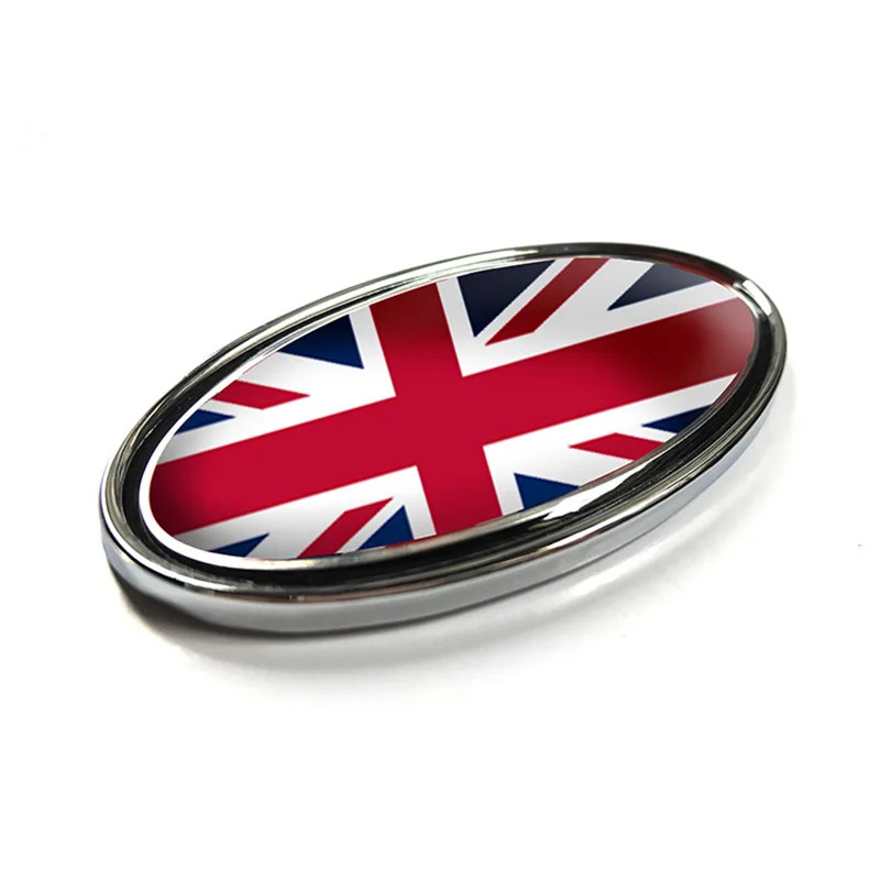 Red Union Jack UK Flag Ellipse Emblem Badge Refitting Car