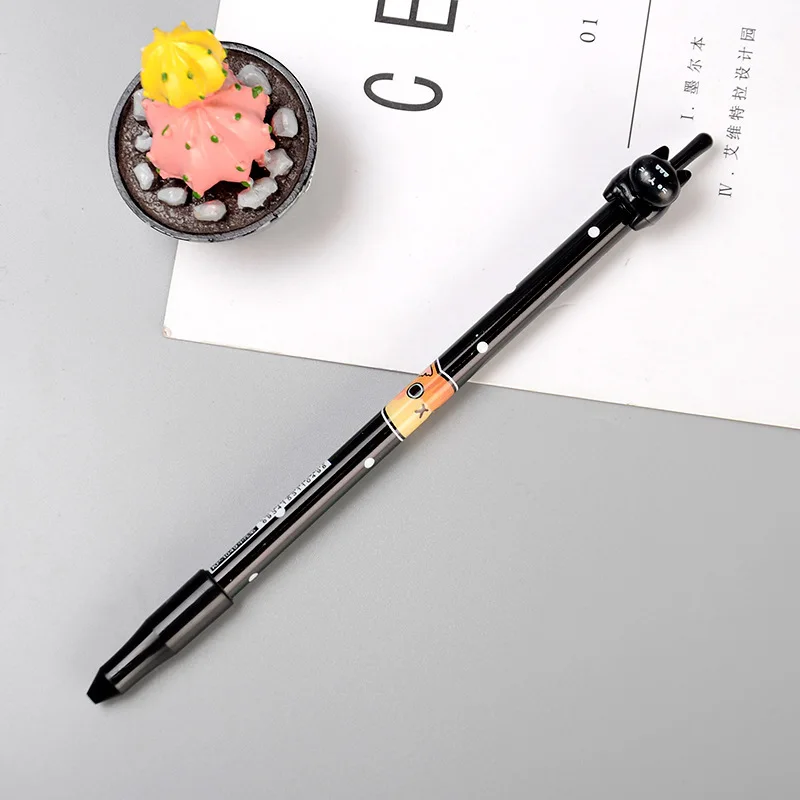 Kawaii Cartoon Cat Tail Gel Pen DIY Office Stationery and School Supplies Smooth Writing Black Ink 0.38mm Pen 1PCS - Цвет: Черный