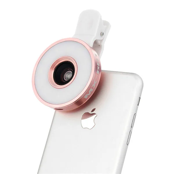 TURATA 6 в 1 Универсальный зажим на HD макро объектив широкоугольный красота свет мобильный телефон объектив Микро Лен для iPhone линза мобильного телефона - Цвет: Rose Gold