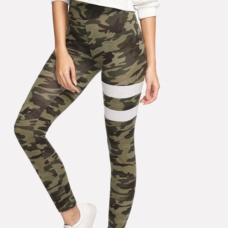 2018 Для женщин Высокая Талия модные камуфляжные брюки Pantalon Femme Повседневные Брюки Для женщин эластичный пояс длинные штаны для фитнеса S-XL F1