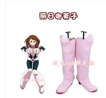 

My Hero Academia Boku no Hero Academia OCHACO URARAKA Cosplay Boots Pink High Heel Shoes Custom Made