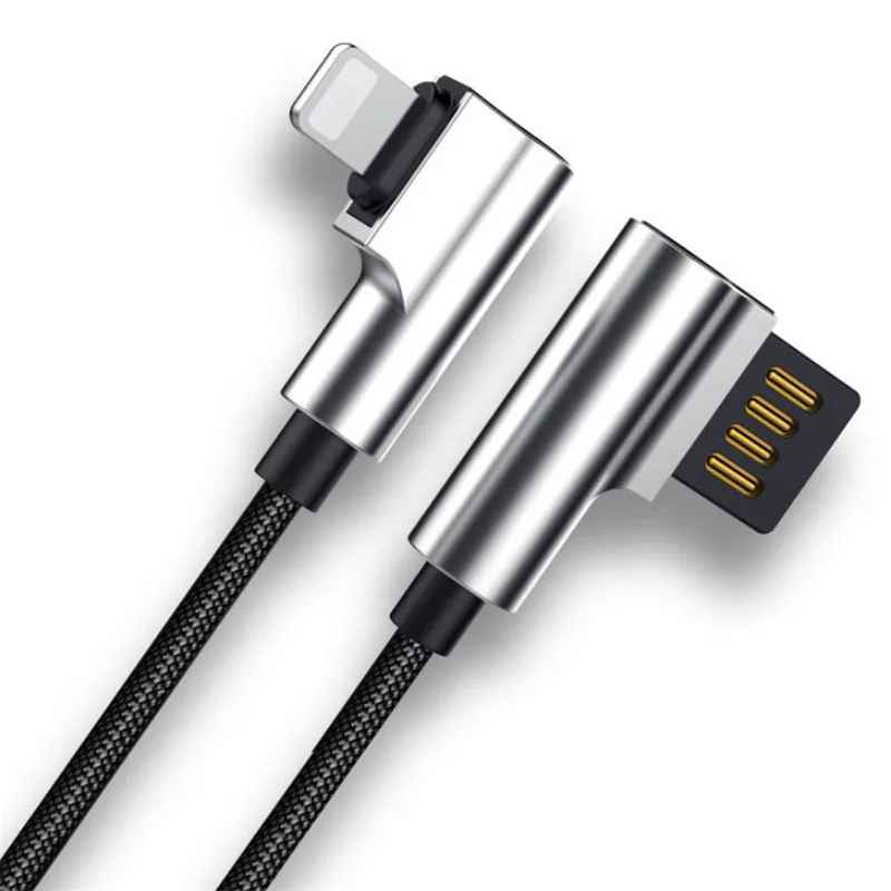 

90 Degree Double-sided Micro USB Cable For Android Phone 3A Fast Charger USB Cord For iPhone Nylon Type-c Data Cable Line