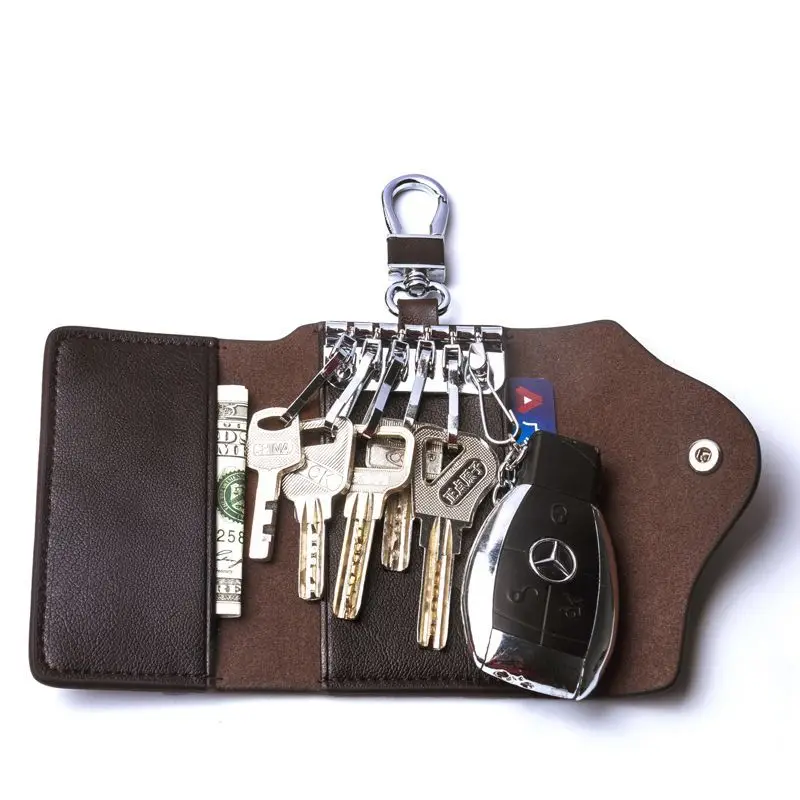 

Key Holder Men's Leather Wallet Women Key Case Pouch Card Holder Organizer Keeper Small Money Leather Purse 2019 Cowhide