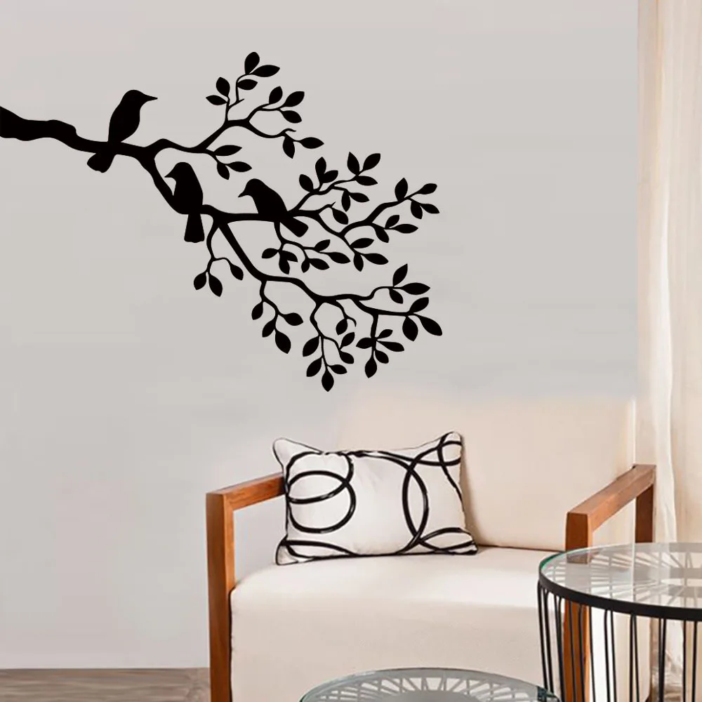 New Black Birds on the Tree Branch Wall Sticker for Living Room Decals Art Stickers Home Decoration Murals Removable | Дом и сад