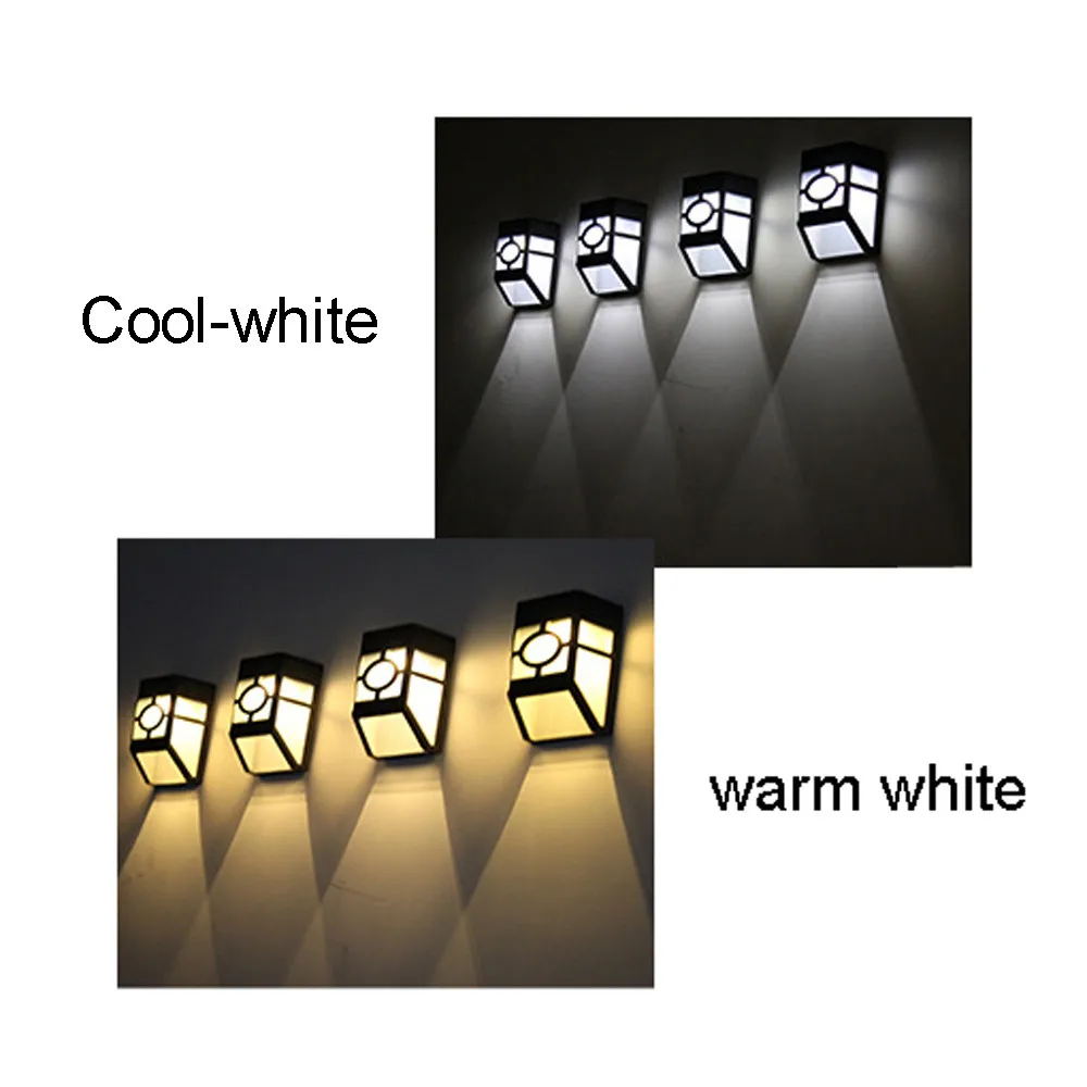 New High Quality Wall Lamp Solar Light 2 LED Outdoor Garden Wall Path Yard Landscape Lighting Cool White Warm White#N