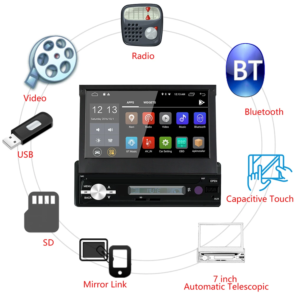 Discount Android 8.0 Quad Core 2G1G Universal 1Din 7" TFT Motorized Display Car Multimedia Stereo GPS Navigation Radio Bluetooth RDS DAB+ 1 Discount Android 8.0 Quad Core 2G1G Universal 1Din 7" TFT Motorized Display Car Multimedia Stereo GPS Navigation Radio Bluetooth RDS DAB+ 1