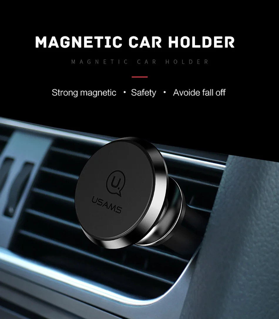 Универсальный автомобильный магнитный держатель, крепление на вентиляционное отверстие, автомобильный магнитный держатель, Поворот на 360 градусов, USAMS, держатель для телефона, подставка для iPhone, samsung