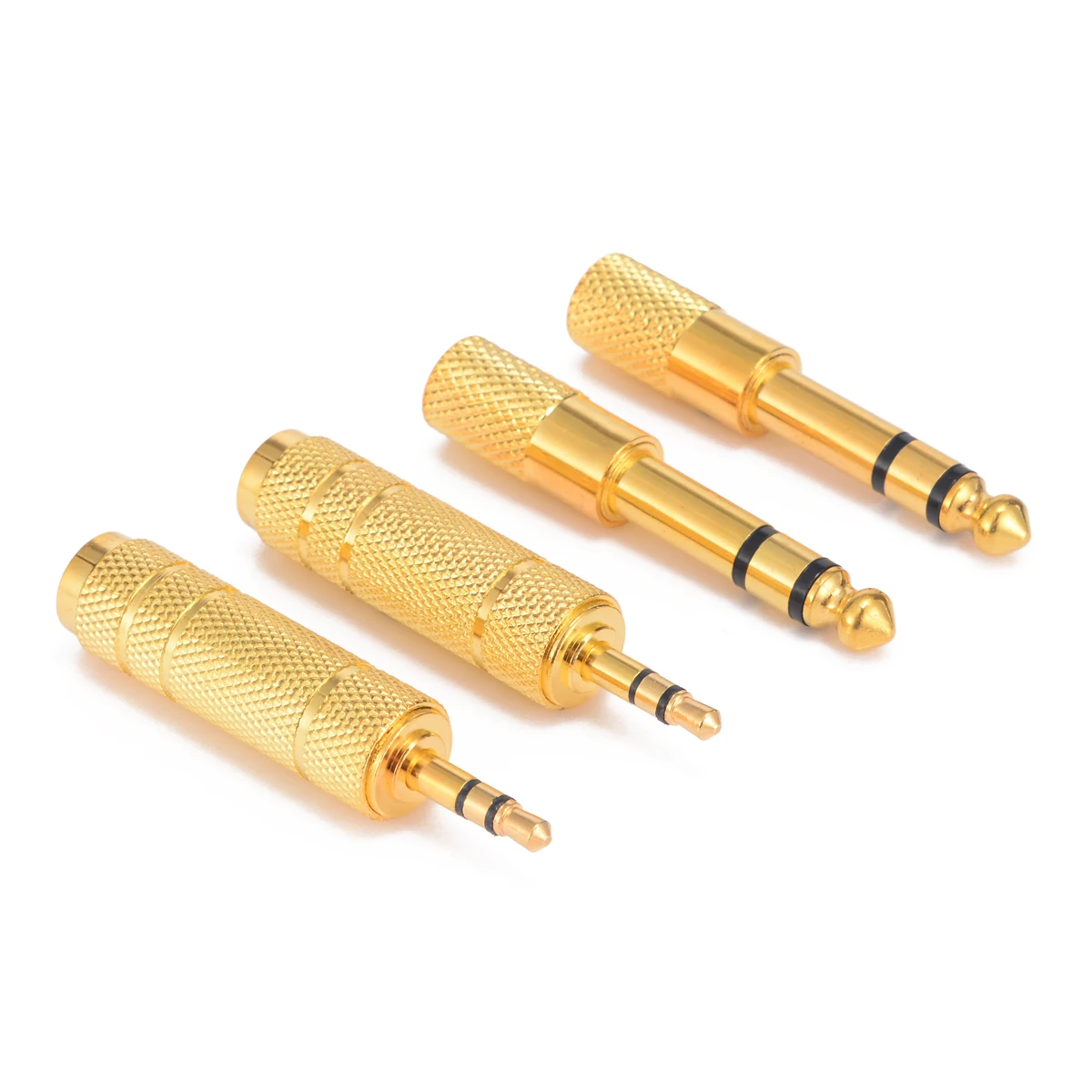 4pcs 3.5mm Male to 6.35mm Female Adapter 6.35 Plug to 3.5 Jack Stereo Speaker Audio Adapter Converter for Headphone Microphone