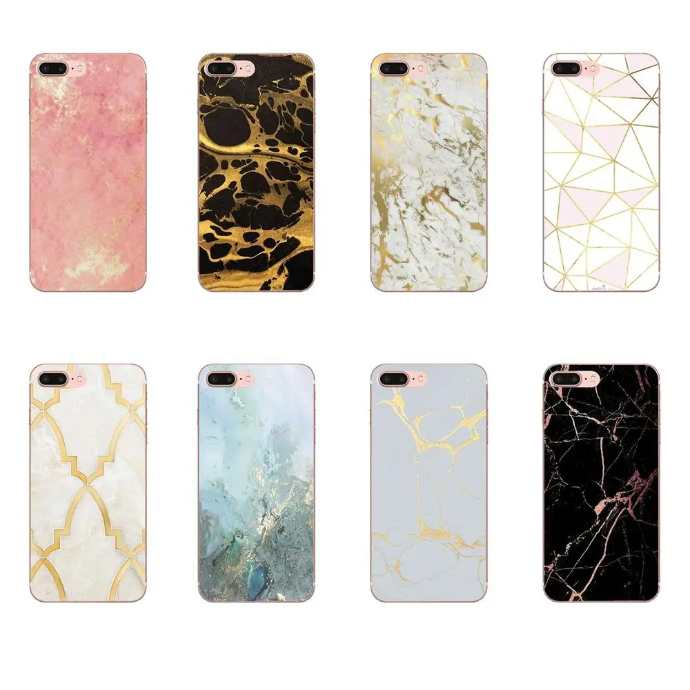 

White Black Gold Marble Soft TPU Pattern For Moto G G2 G3 G4 G5 G6 G7 HTC 530 626 628 630 816 820 One A9 M7 M8 M9 M10 E9 U11