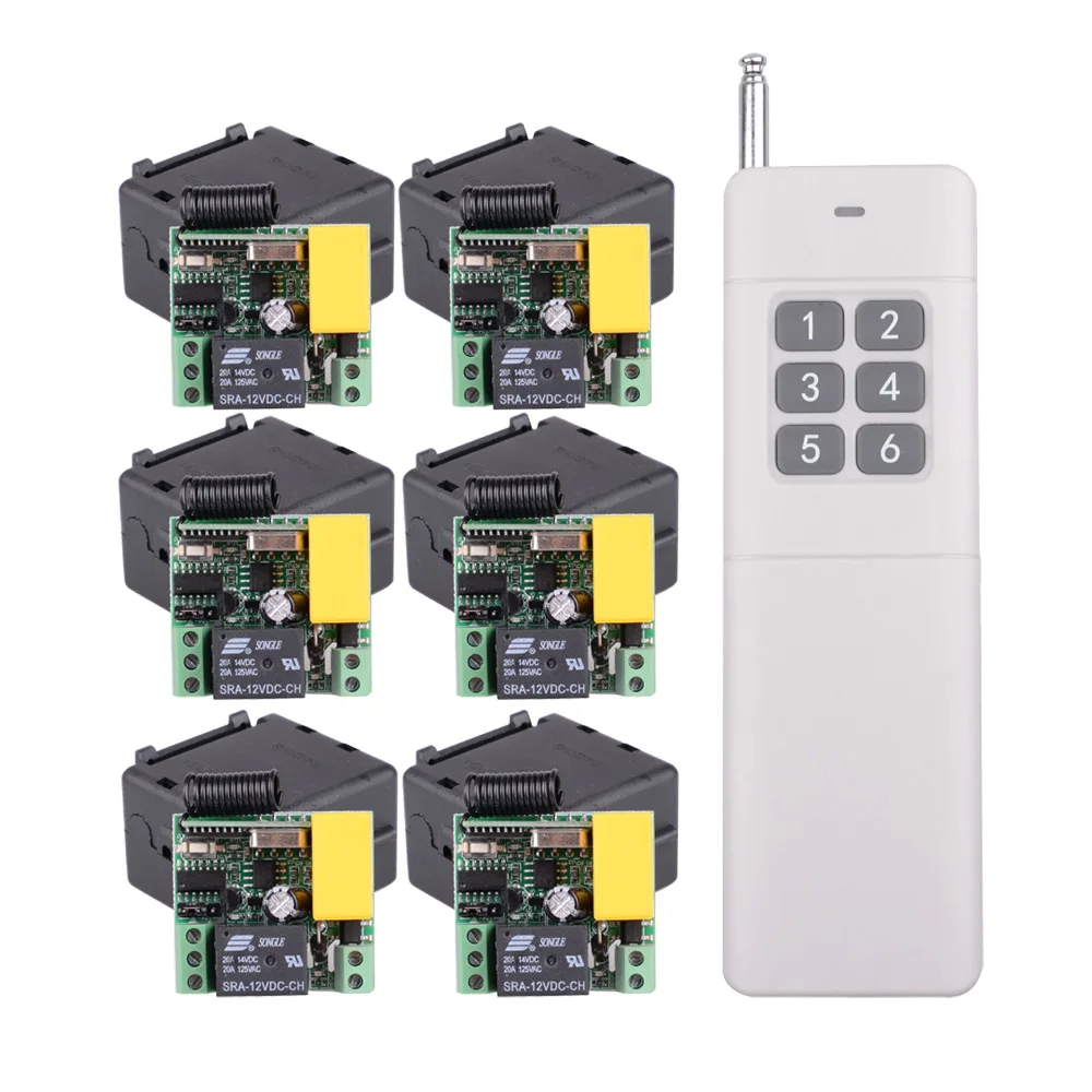 

AC 220V 6CH 6 Channel 200-3000M Transmitter Wireless Remote Control Light Switch Lamp Light LED Remote Mini Receiver